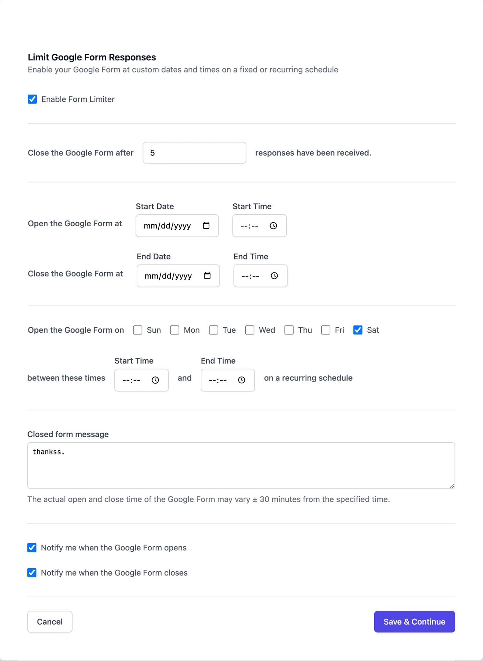 Fermer Google Form