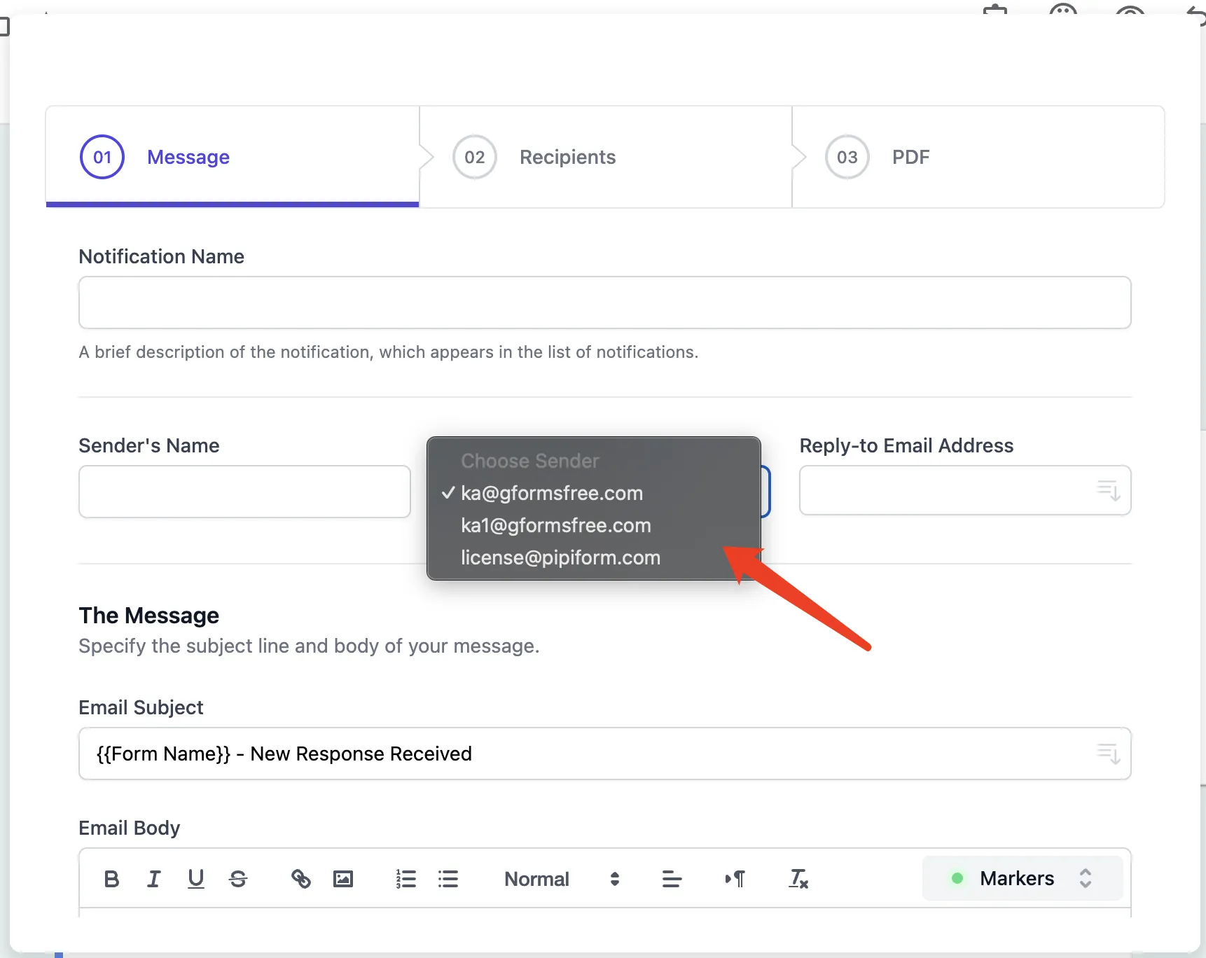 Change Sender Email Address