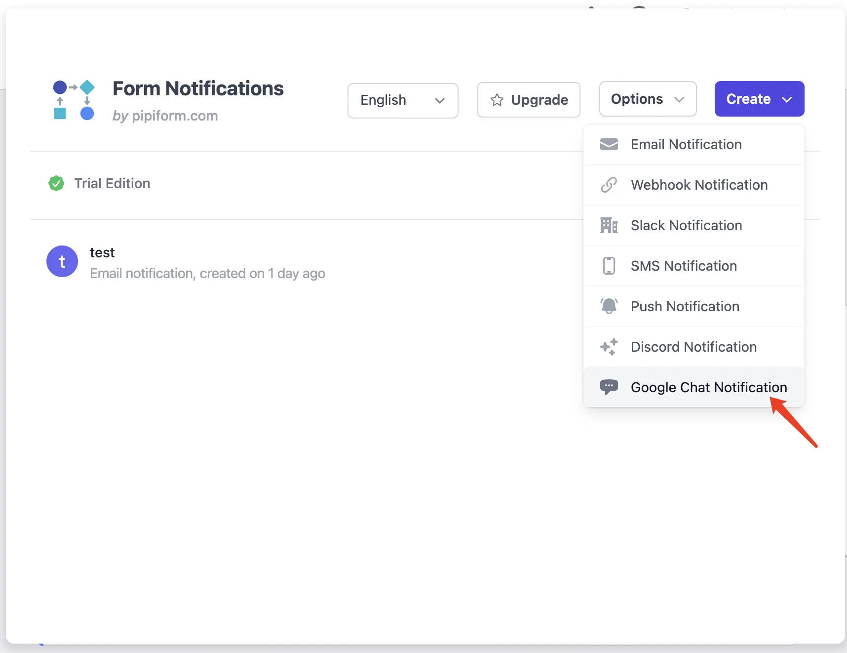 Créer une Notification Google Chat