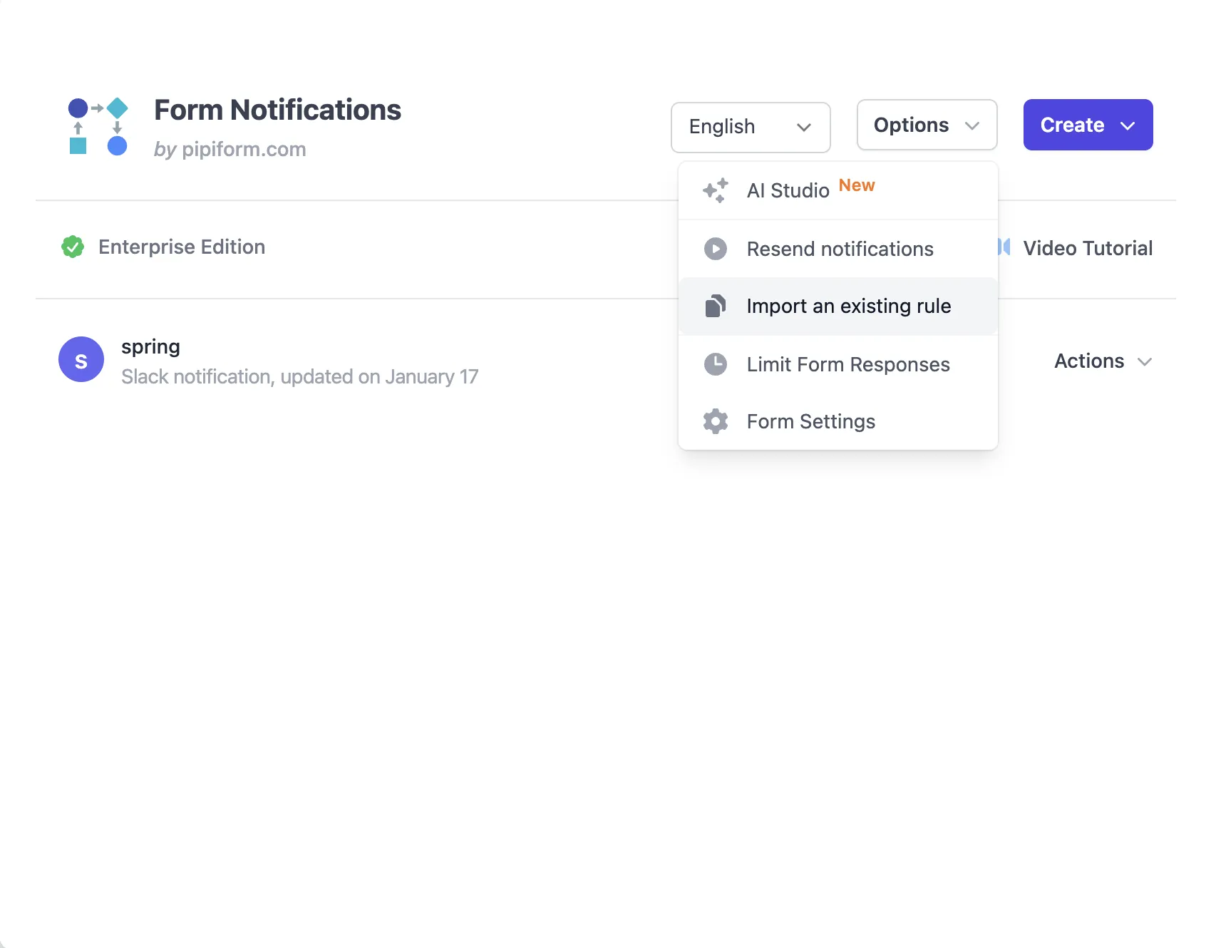 Import Google Form Rule