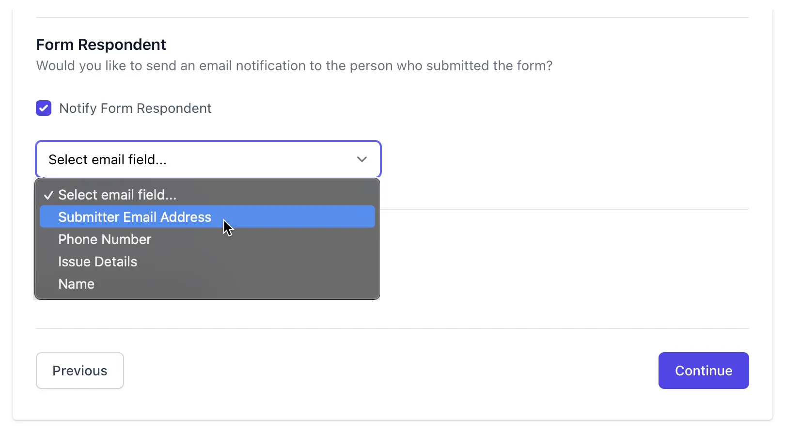 Notifier le répondant du formulaire
